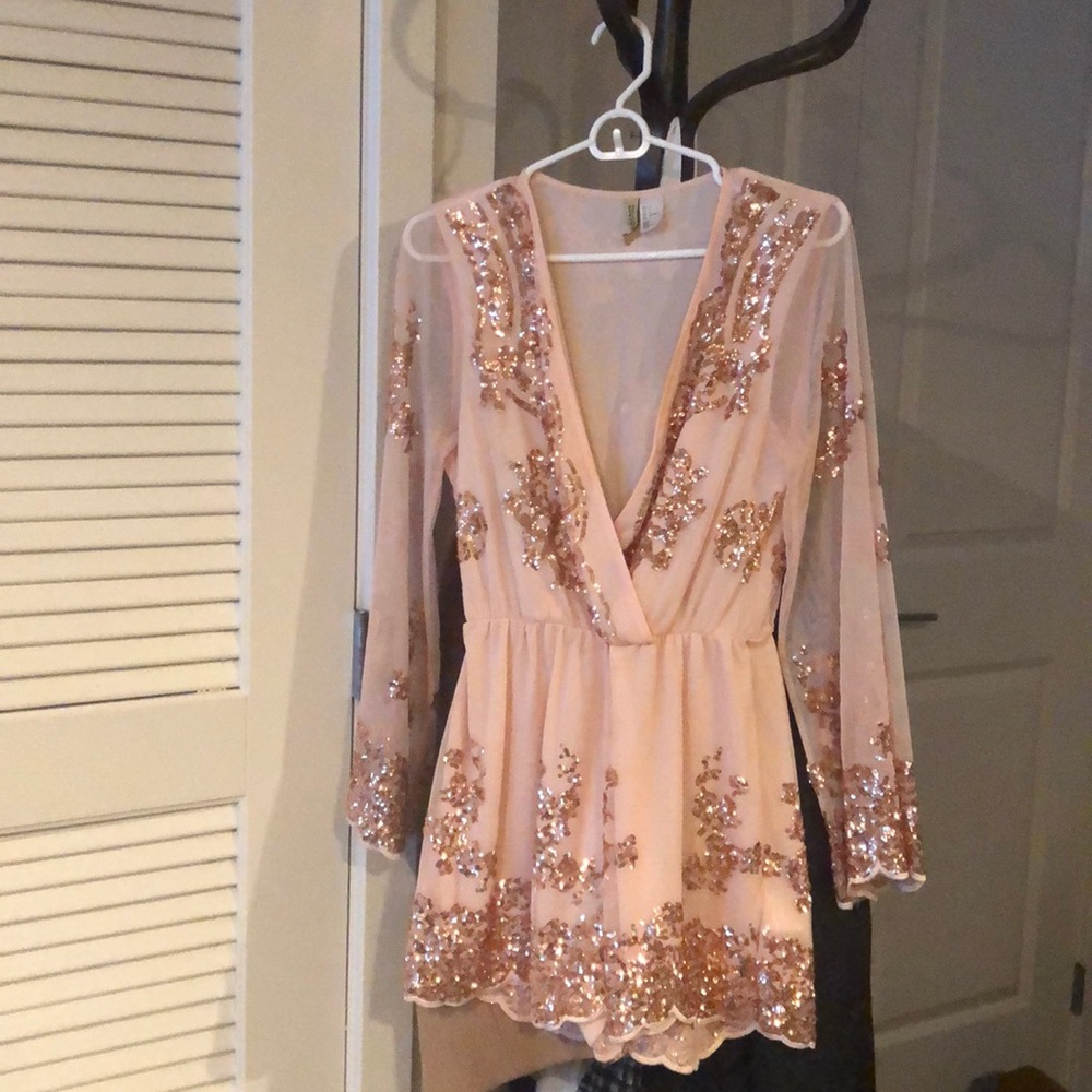 Pink Sequined Romper